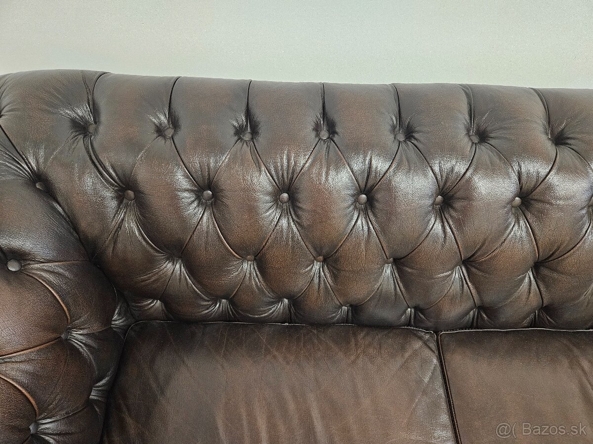 CHESTERFIELD ŠTÝL,KOŽENÁ V TOP STAVE - 4