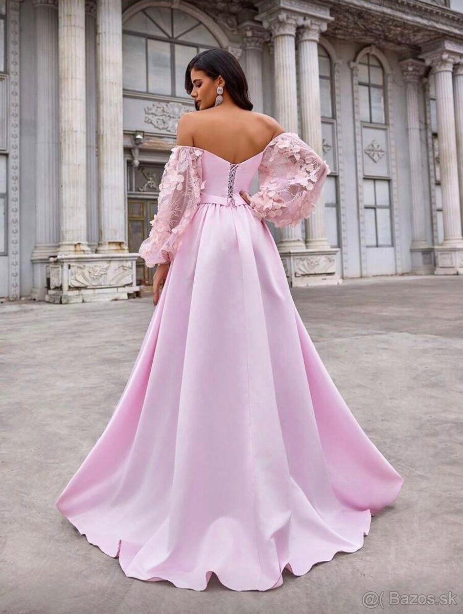 Spoločenské svetlo ružové šaty - 4
