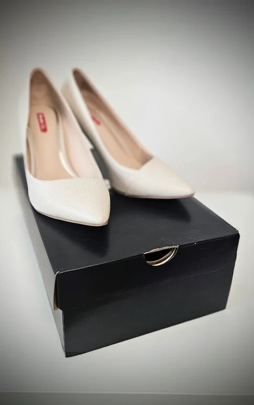 Kožené vysoké business lodičky Baťa béžové - 4