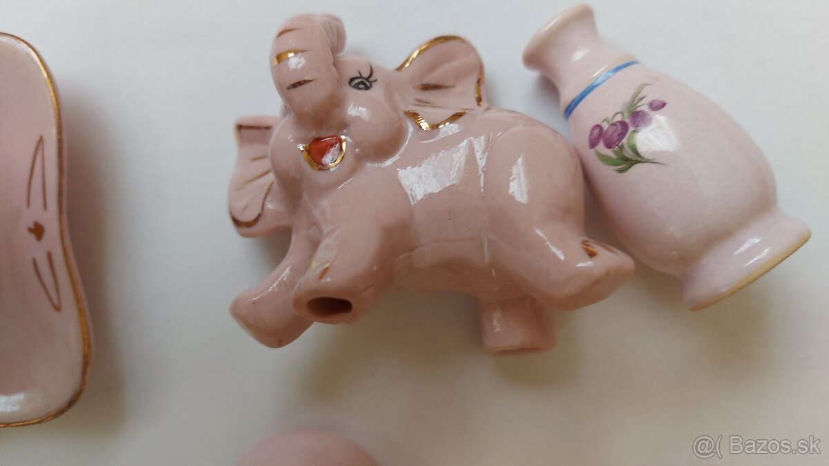 Ružový mini porcelán a miniaturky - 4