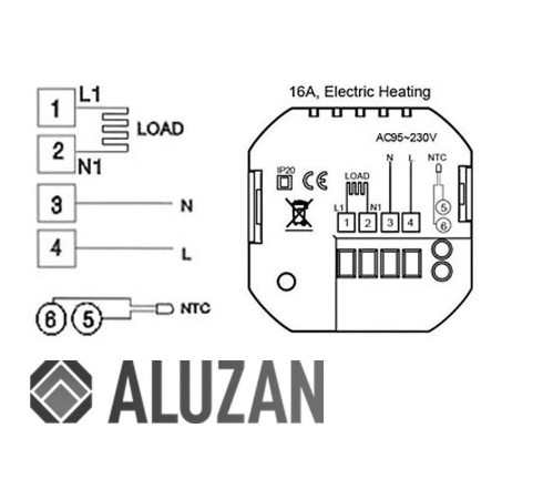 Aluzan Class E-16 cierny wifi termostat Tuya - 4