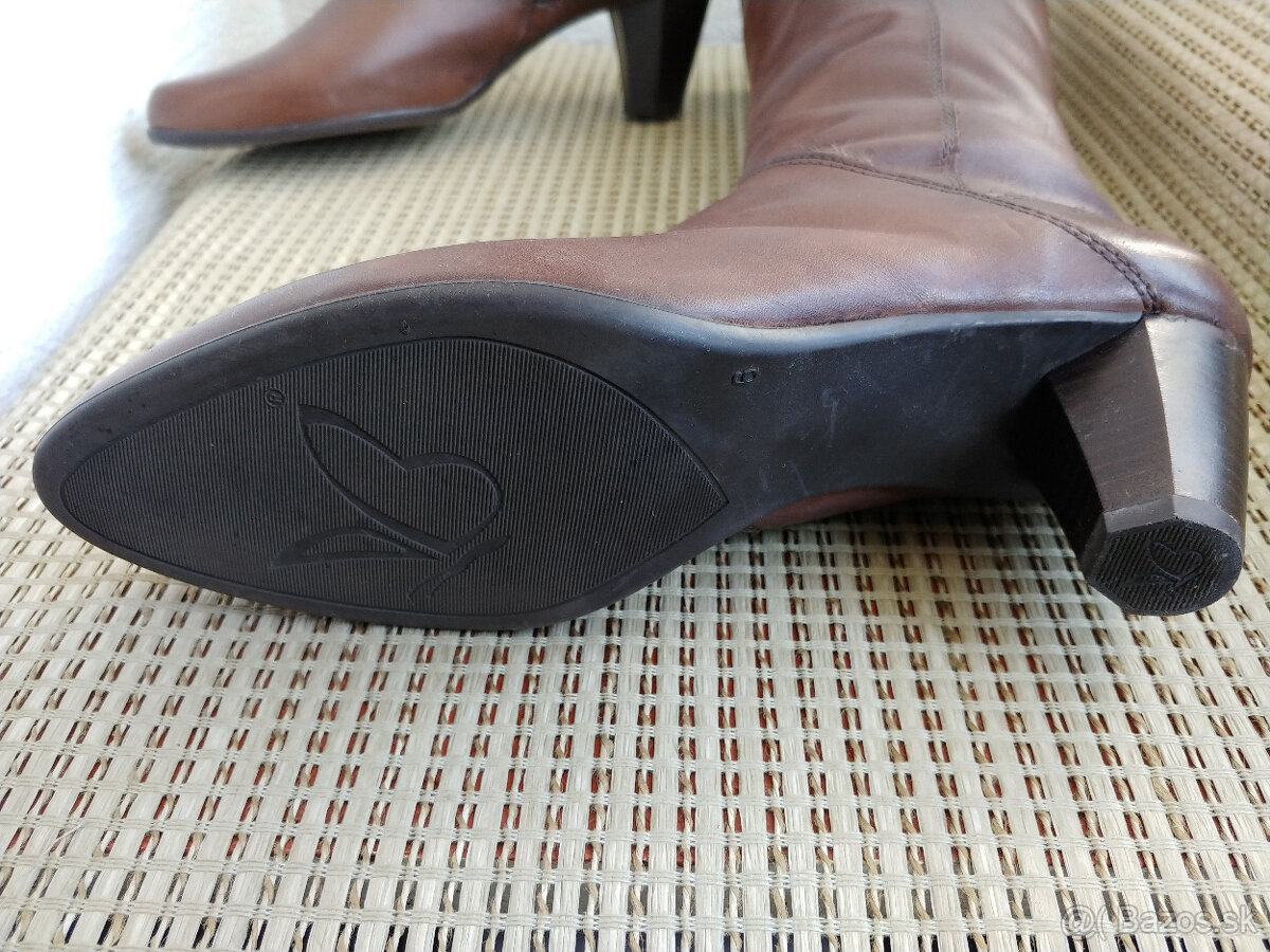 Zateplene kozene cizmy, gastanova farba, velkost 39 - 4