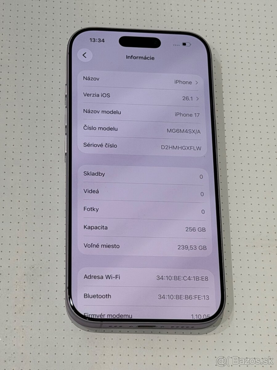 Predám Apple IPhone 17 256GB Levanduľová Stav Nového - 4