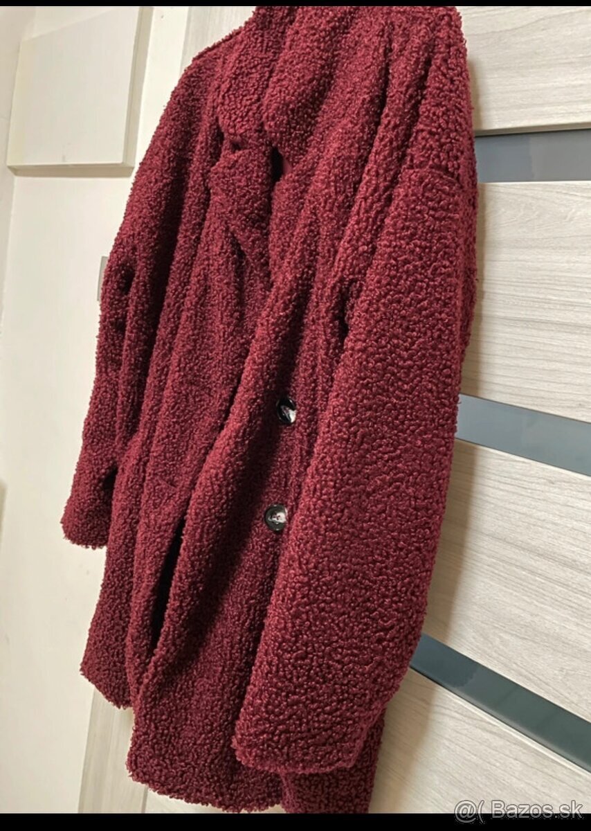 Dámsky bordový Teddy kabát - 4