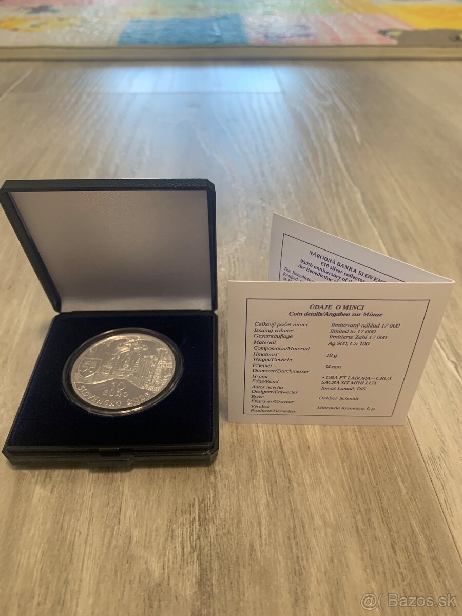 Strieborná 10eurová minca 2025 proof benediktinske opatstvo - 4