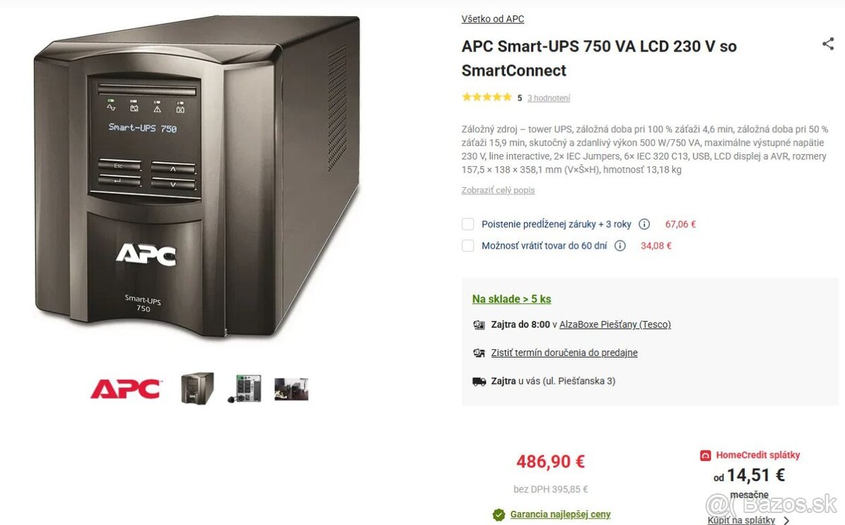 Predám APC Smart UPS 750VA - 4