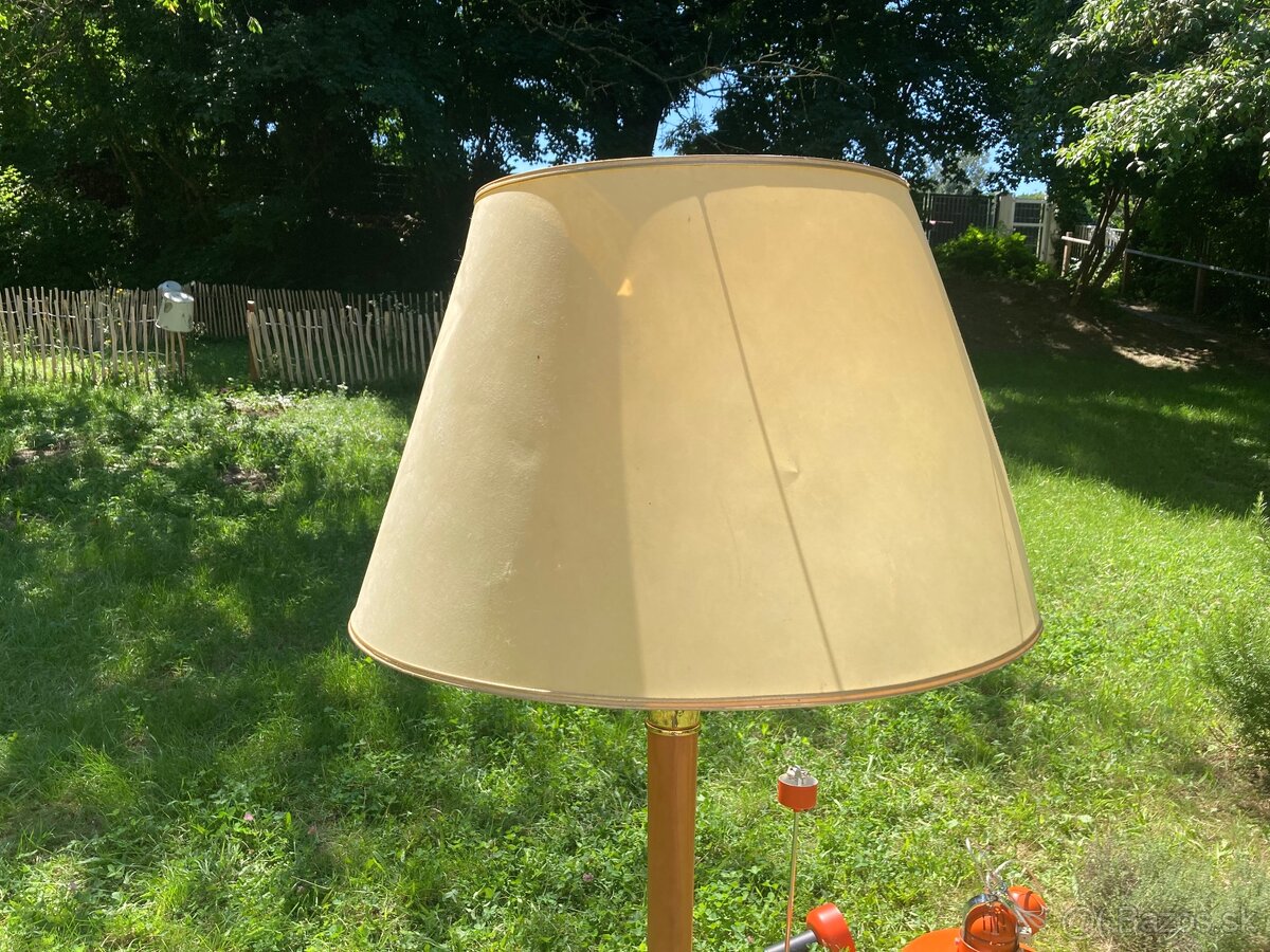 Vintage stojanová lampa Ruschenbaum mosadz + drevo - 4