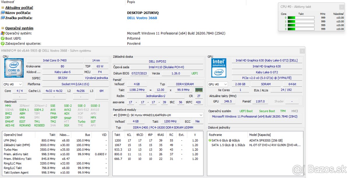 Predám stolný PC Dell Vostro 3668 i5 / SSD / Win 11 Pro + Of - 4