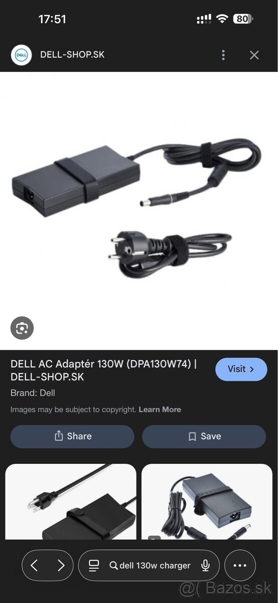 napajaci kabel Dell 130W - Dell 19.5V 6.7A - 4