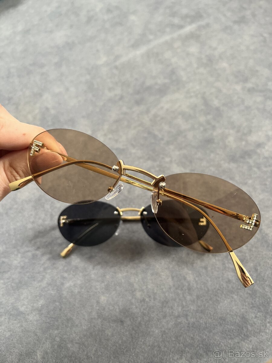 Slnecne damske okuliare Fendi, cierna a sampanske farba - 4