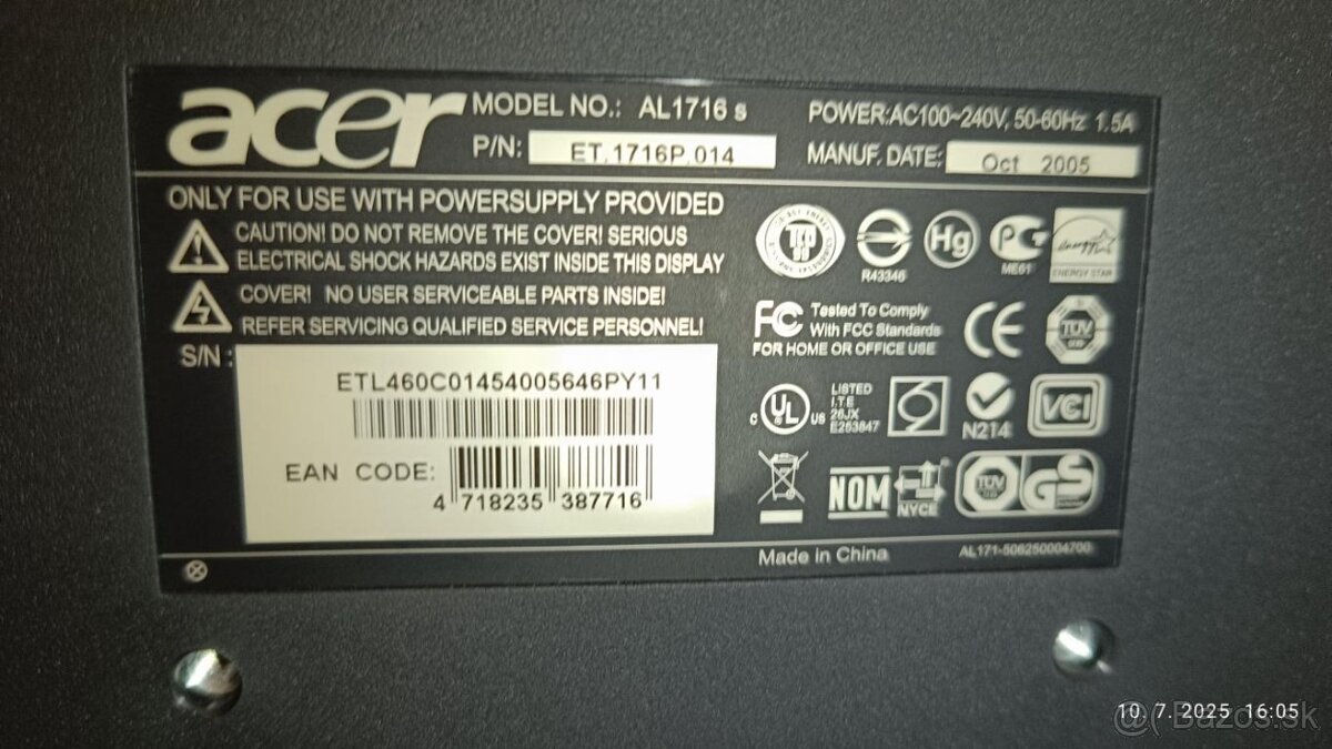 Acer AL1716 17" 1280x1024 - 4