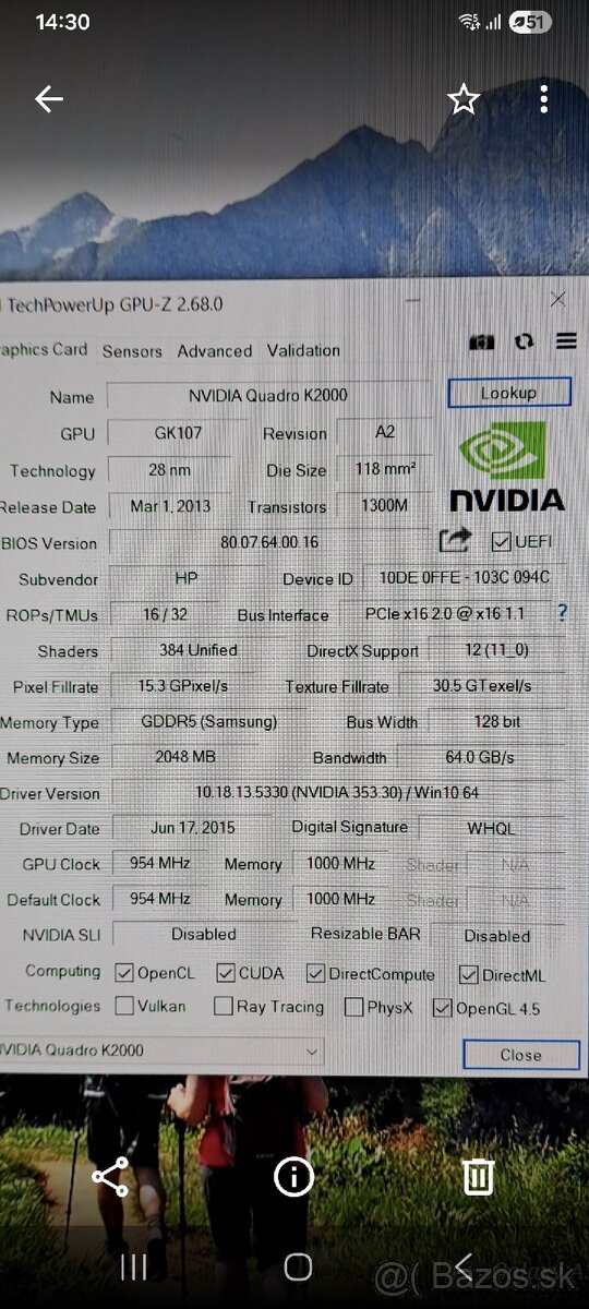 Predám Quadro K 2000, 2 GB gddr5, 256 bit - 4