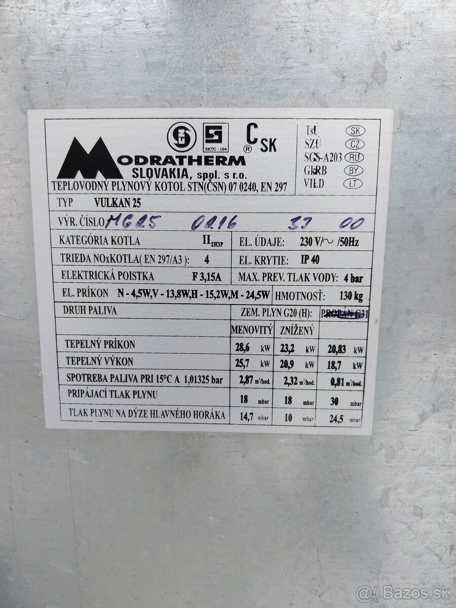 Modratherm Vulkan 25 teplovodný plynový kotol + bojler - 4