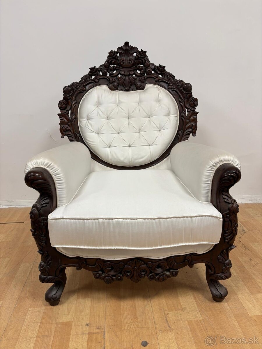 Sedačka v drevenom ráme,biela,ŠTÝLOVÁ - 4