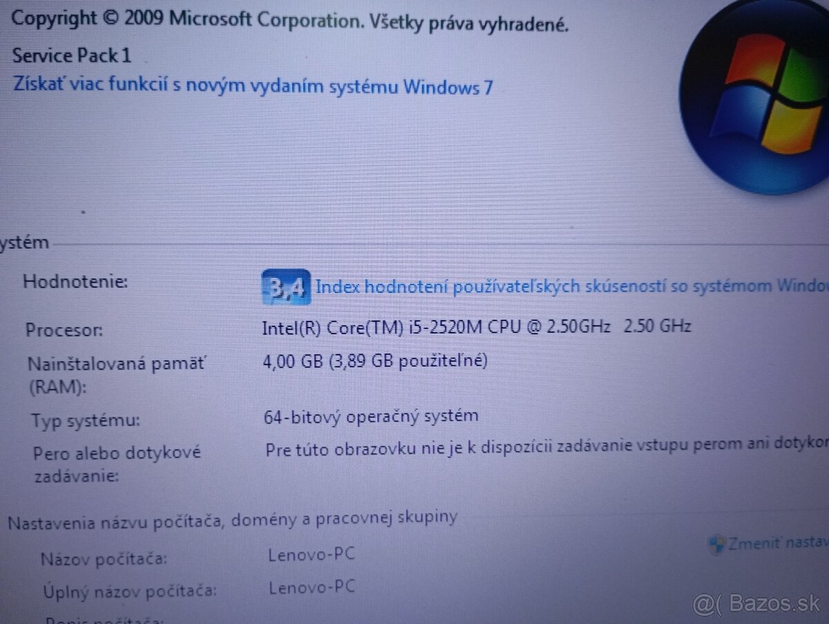 predám LENOVO THINKPAD T520 , WINDOWS 7 - 4