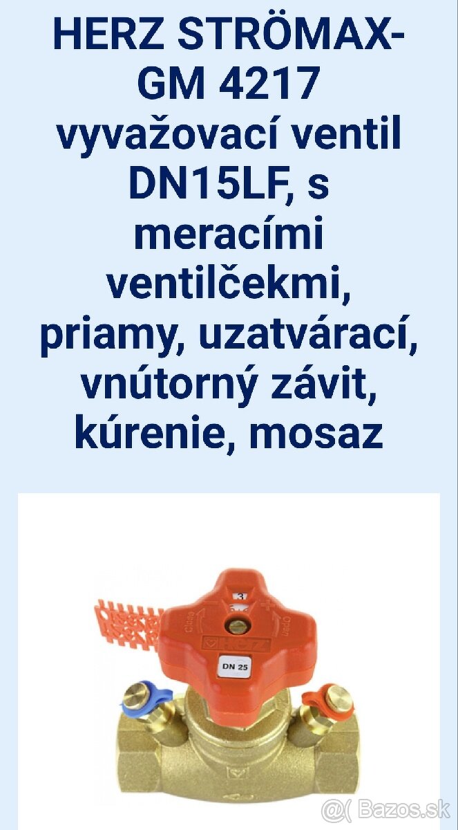 Vyvazovaci ventil herz DN15LF - 4