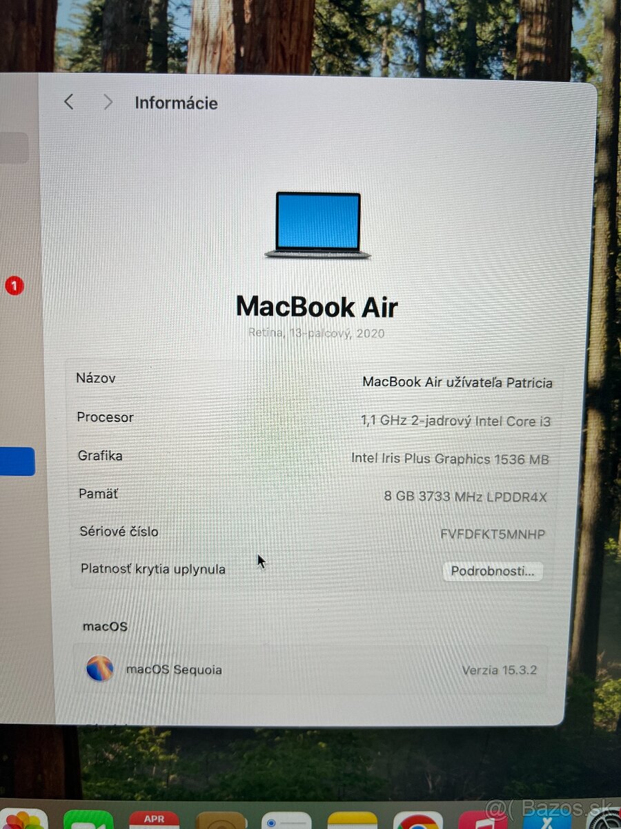 Apple Macbook Air 2020 - intel i3 / 8GB / 256GB - 4