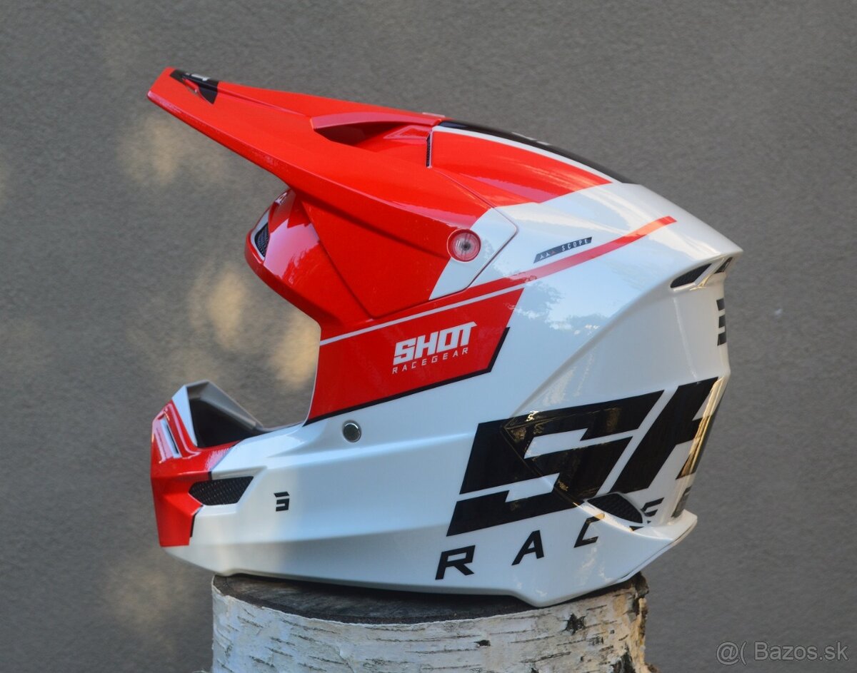 prilba helma SHOT ECE 22.06. červená biela - 4