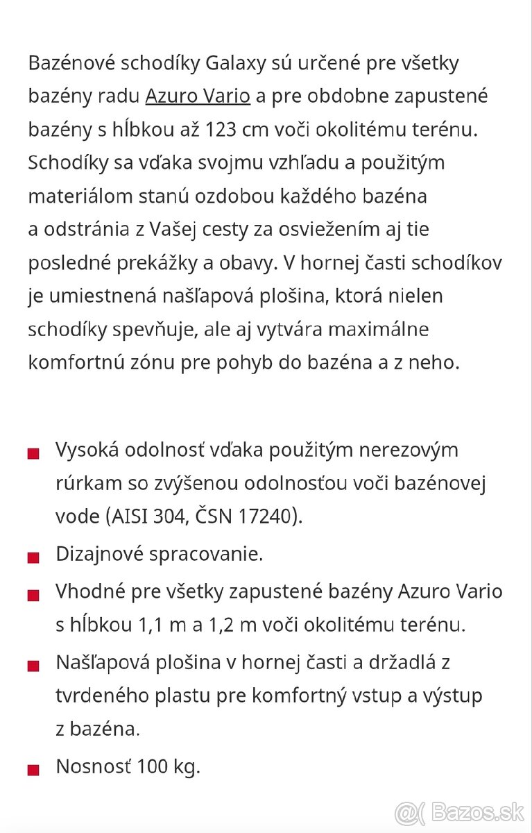 Bazénové nerezové schodíky Galaxy 1,23 m - 4