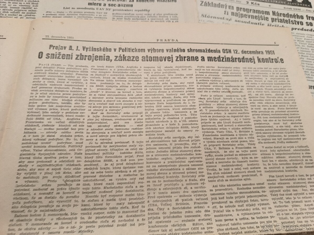 5 x noviny Pravda 1951, Stalin Gottwald - 4