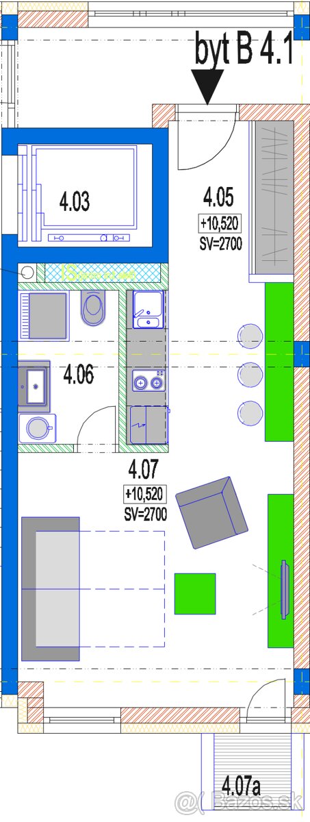PRENÁJOM 1-IZBOVÉHO BYTU 35,96m2 - 4