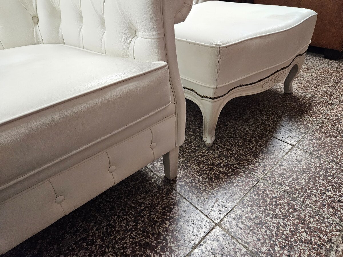 CHESTERFIELD ŠTÝL,KOŽENÁ BIELA - VIANOČNÁ ZĽAVA - 4