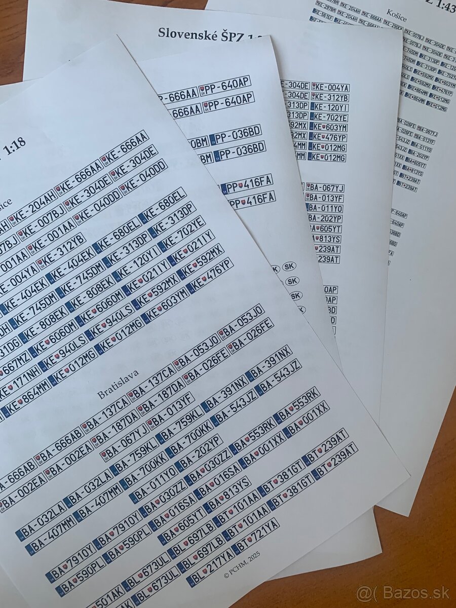 Slovenské ŠPZ na modely 1:18, 1:24 a 1:43 - 4