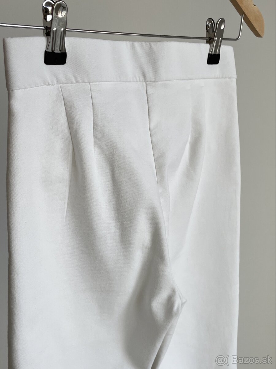Zara biele 7/8 členkové nohavice zvonové XS - 4