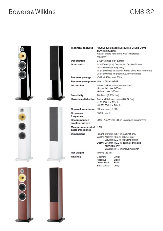 Predám reproduktory Bowers & Wilkins CM8 S2 rosenut - 4