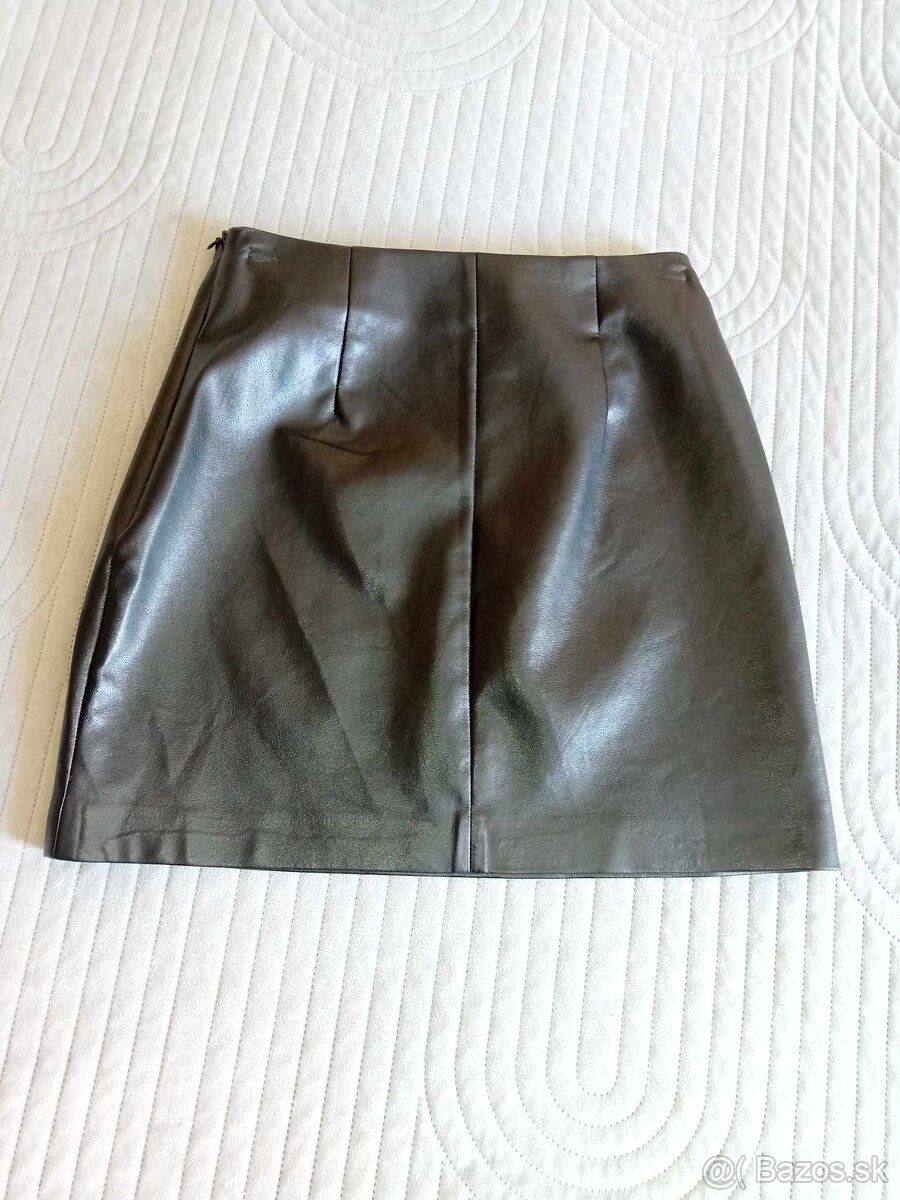 Nová dámska čierna kožená sukňa - veľkosť XS - 4