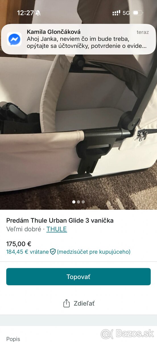 Predám vaničku Thule 3 v béžovej farbe - 4