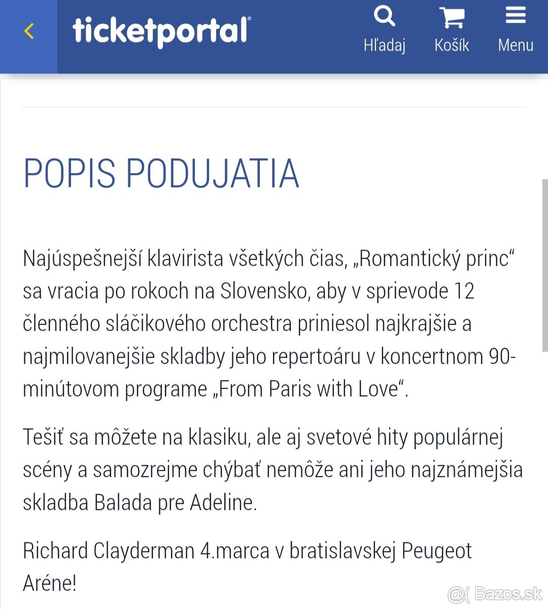 Predam 2 vstupenky Richard Clayderman - 4