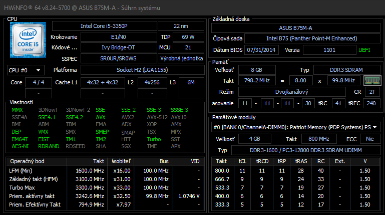 Intel i5-3350P + ASUS B75M-A + 8GB DDR3 RAM - 4