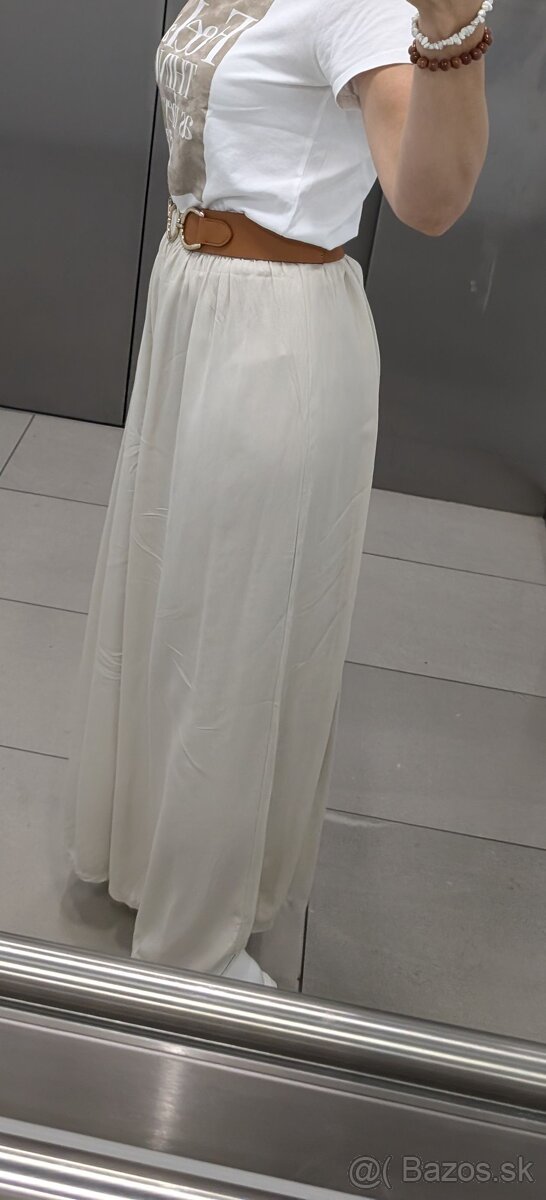 Trendové široké talianske béžové nohavice - 4