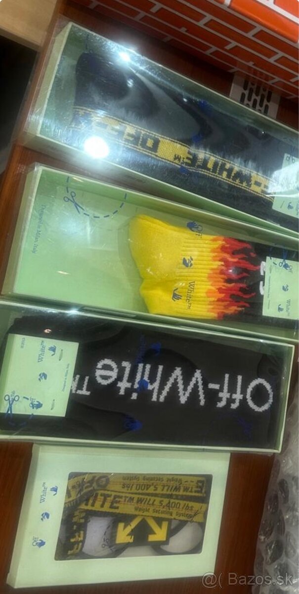 Ponožky Off-White Flames „žlto-biele“, nové, originál - 4