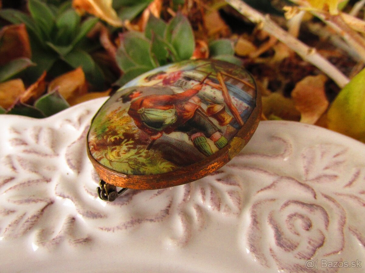 Stará porcelánová brošňa - 4