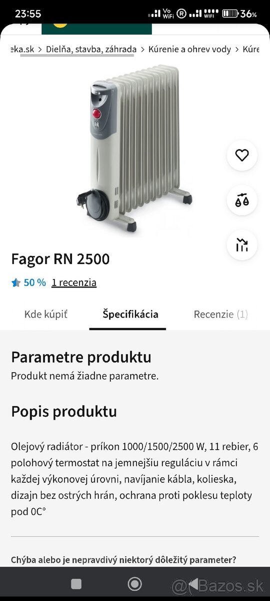 Olejový radiátor Fagor - 4