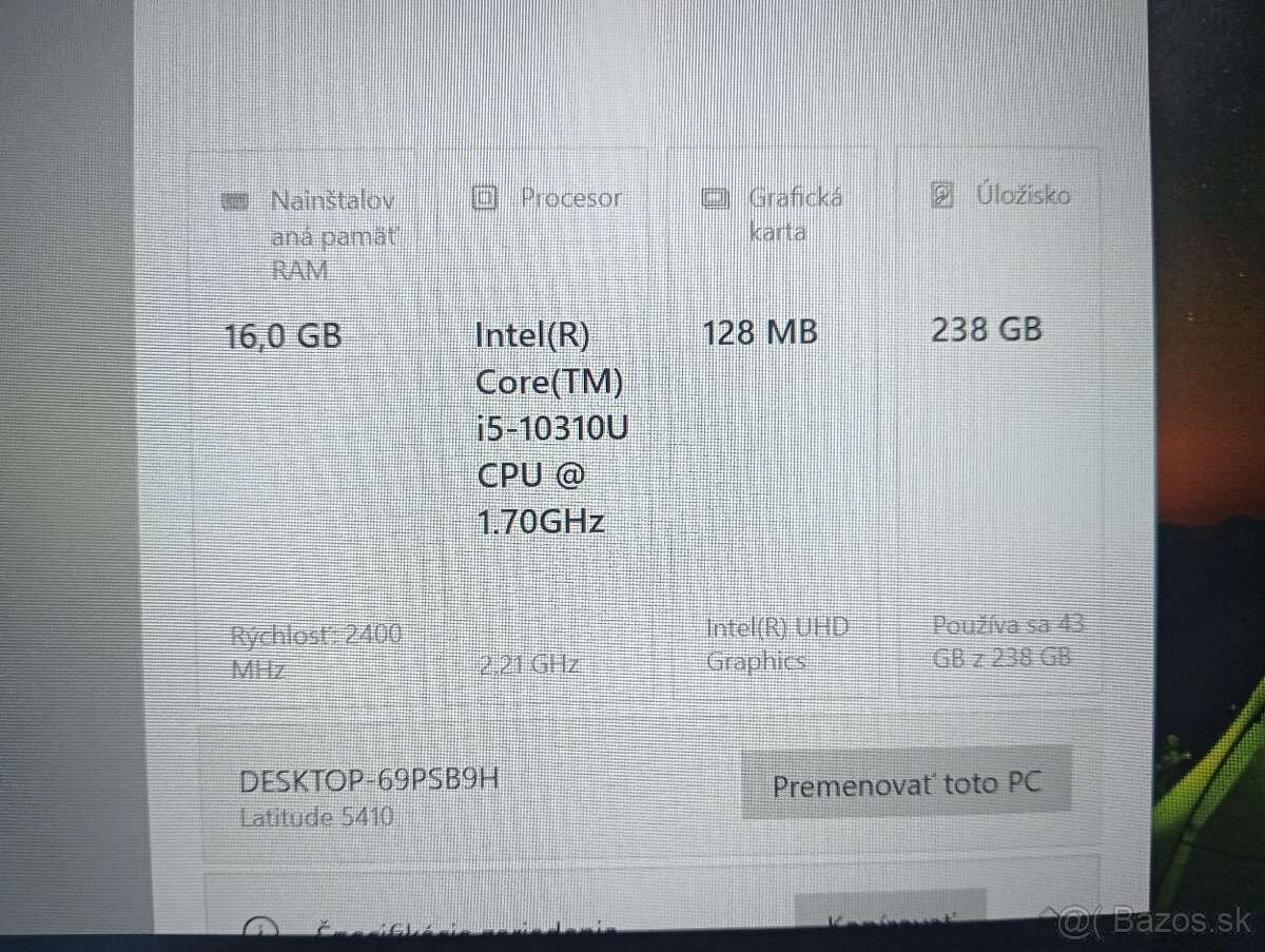 predám Dell Latitude 5410 , Intel i5 , 16gb ram , Win 10 - 4