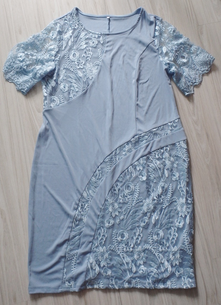 Šedo modré elastické šaty, 2XL/48 - 4