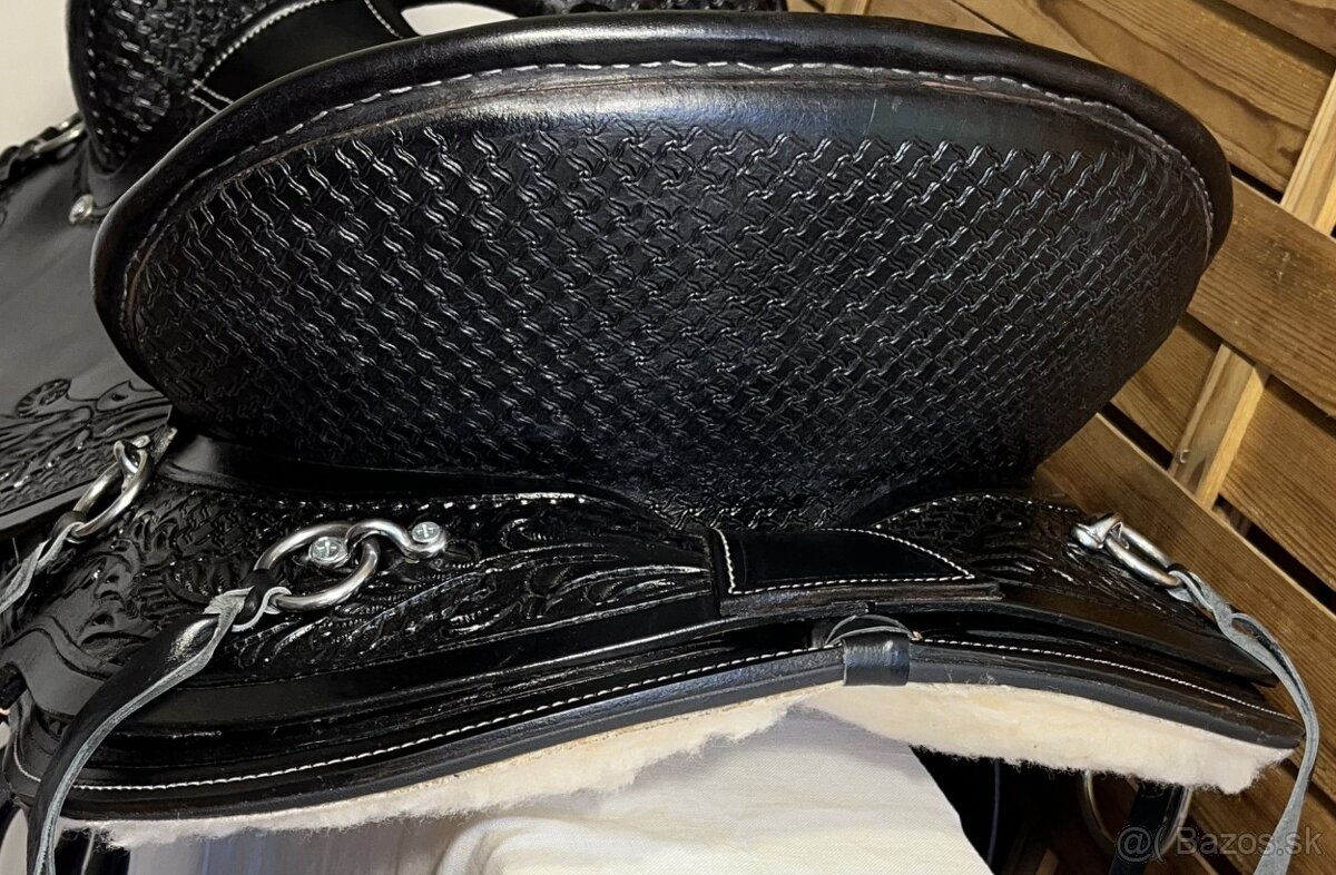 Westernový sedlový komplet 26) černé oválné krátké široké - 4