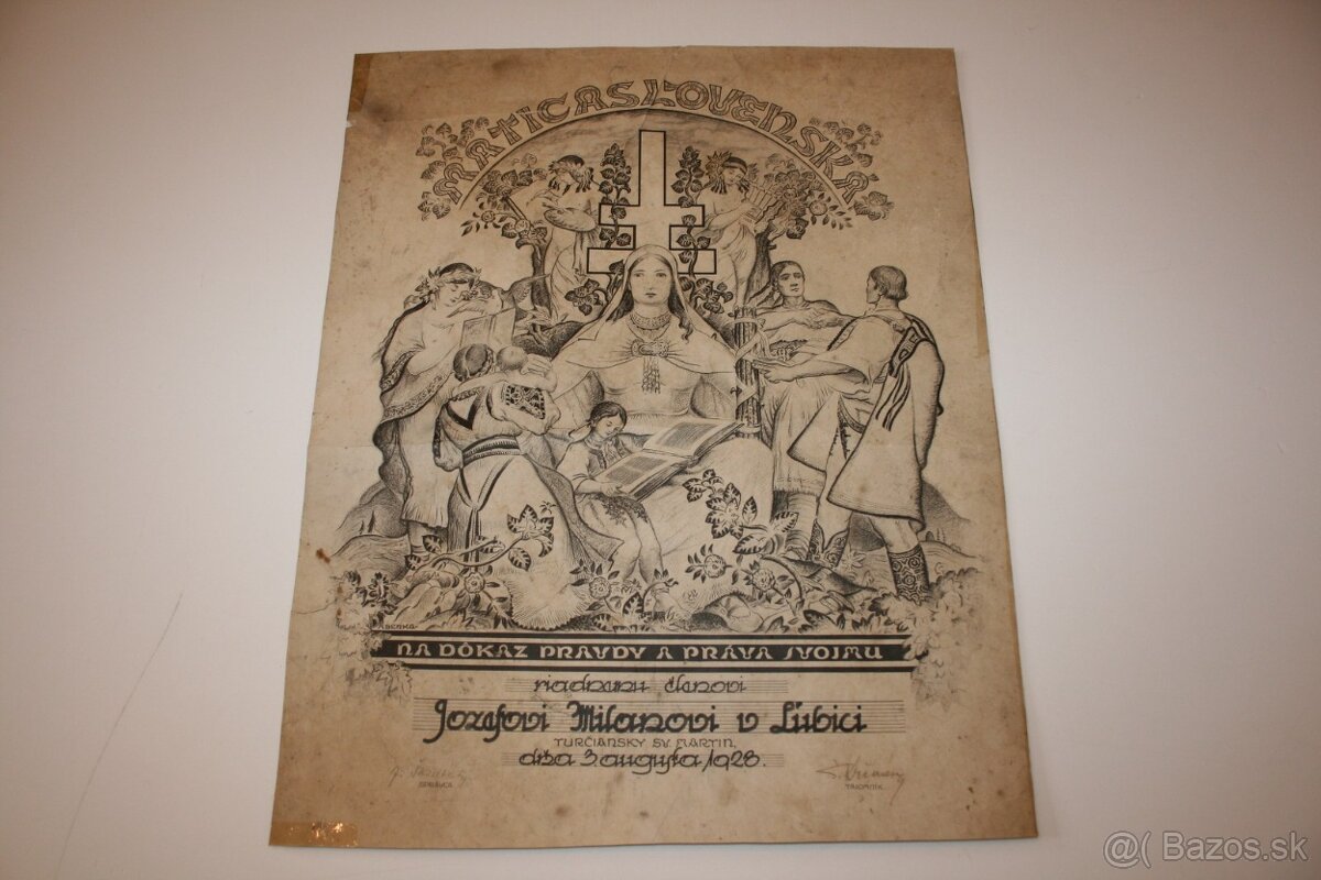 MARTIN BENKA - diplom Matice slovenskej (1928) - 4