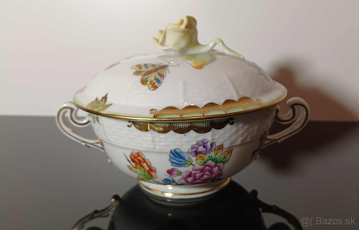 Nádherná porcelánová miska , dóza HEREND top stav. - 4