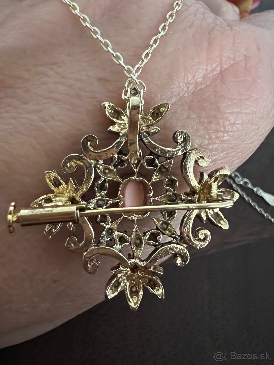 Starozitny privesok - brošña zo striebra - 4