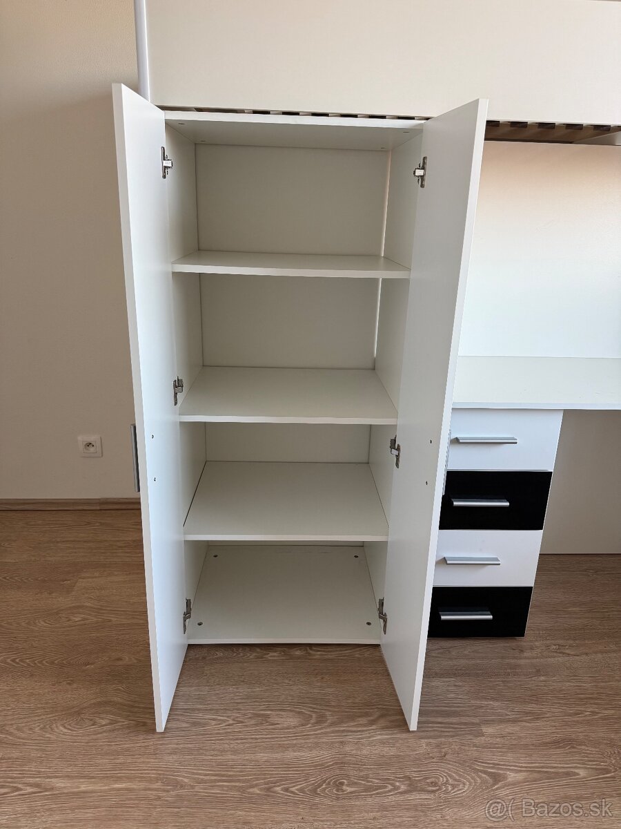 Detská poschodová posteľ so skriňou a stolom - 4