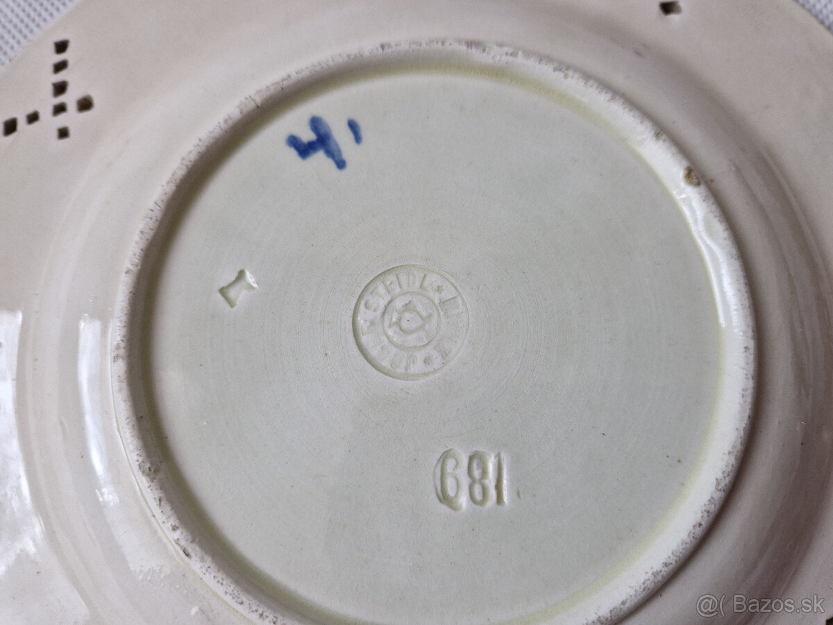 Starožitný keramický talířek talíř majolika Steidl Znojmo - 4