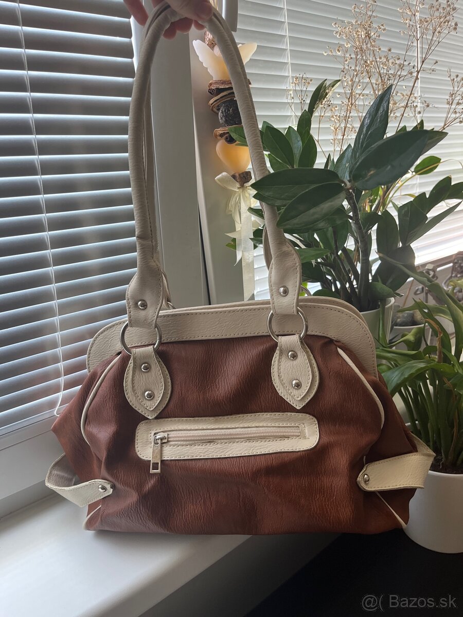 Veľká hnedobiela kabelka - 4