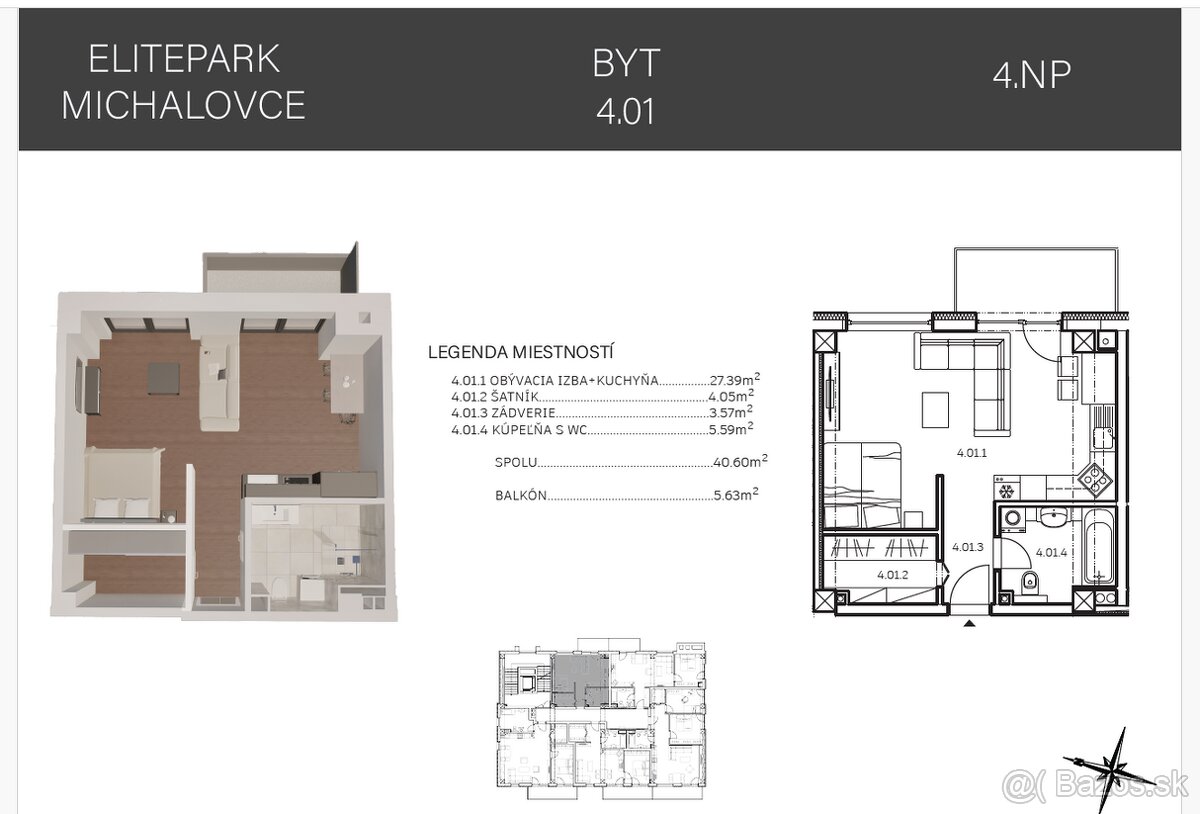 Predaj 1 izbového bytu - ELITE PARK - 4