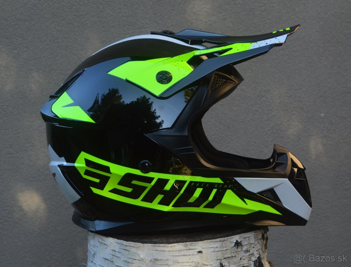 juniorská prilba CE06 okuliare shot žltá fluo - 4