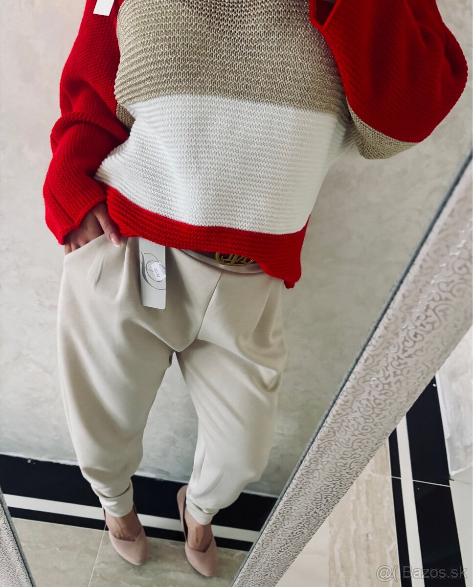 Damske mega nohavky sand - 4