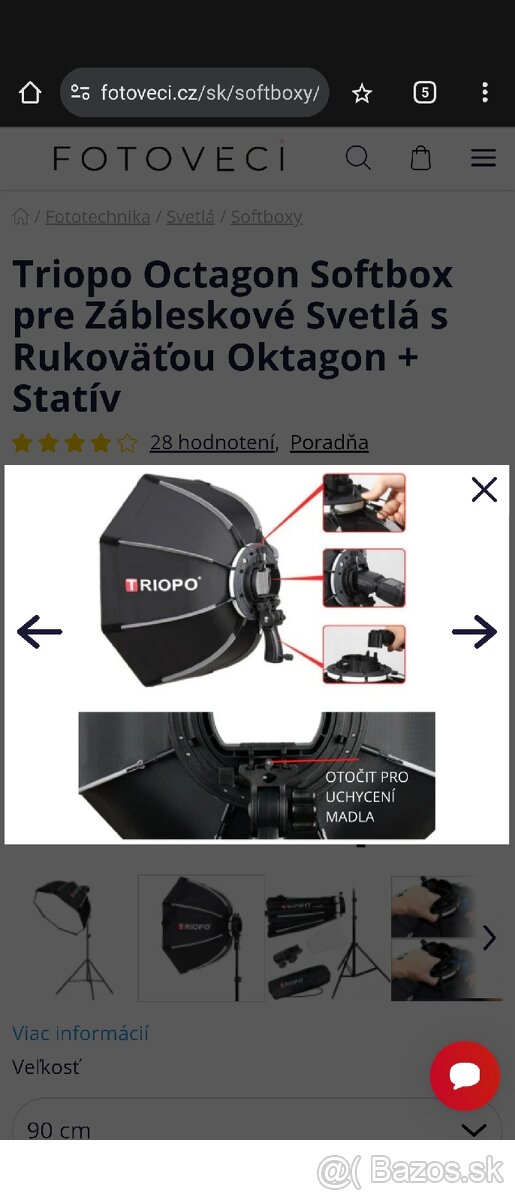 Triopo Octagon Softbox s Rukoväťou Oktagon + Statív - 4
